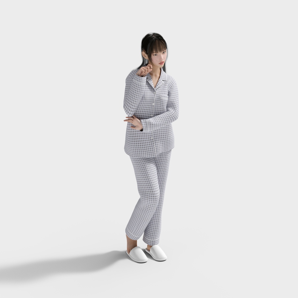 歯磨きをする女性（立位）