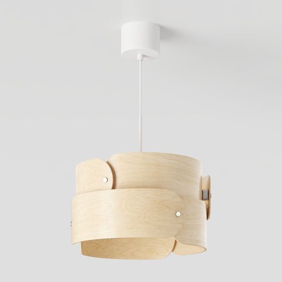 Wooden Drum Pendant Light 3D model