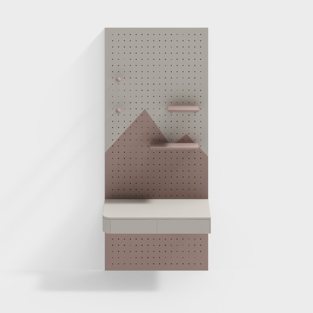 Cream-Style Pegboard Floating Desk