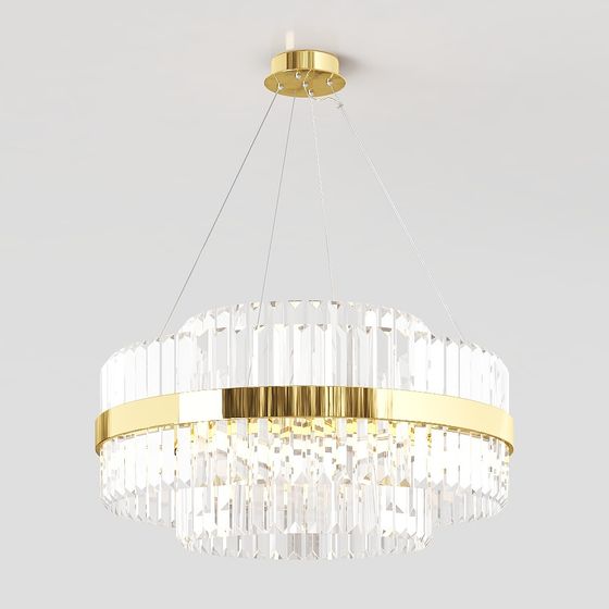 Elegant Crystal and Gold Chandelier 3D model