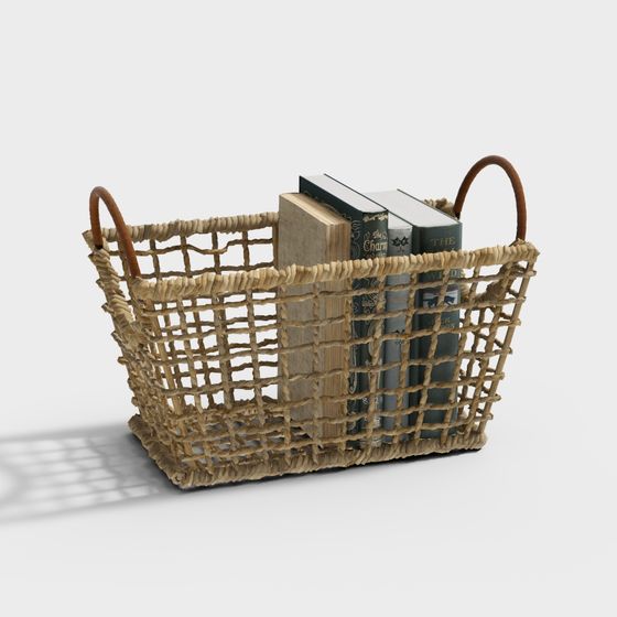 Low-Poly Weaved Basket 3D Model