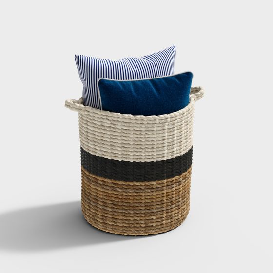 Chic Woven Basket 3D model for Modern Interiors