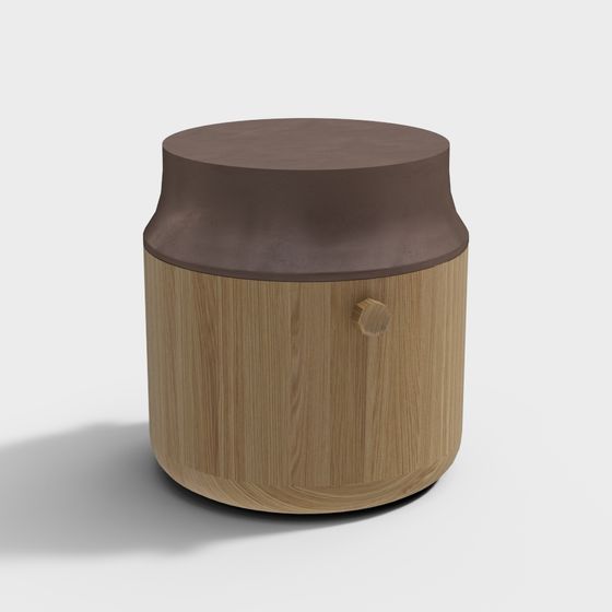 Stylish Round Wooden Side Table 3D model