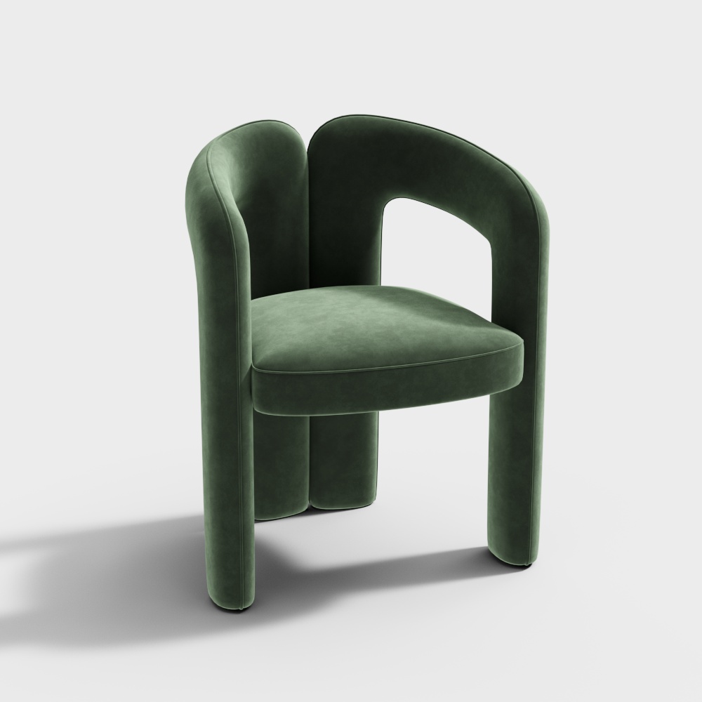 Arcadia Chair 3D Model – Elegant Green Velvet Design