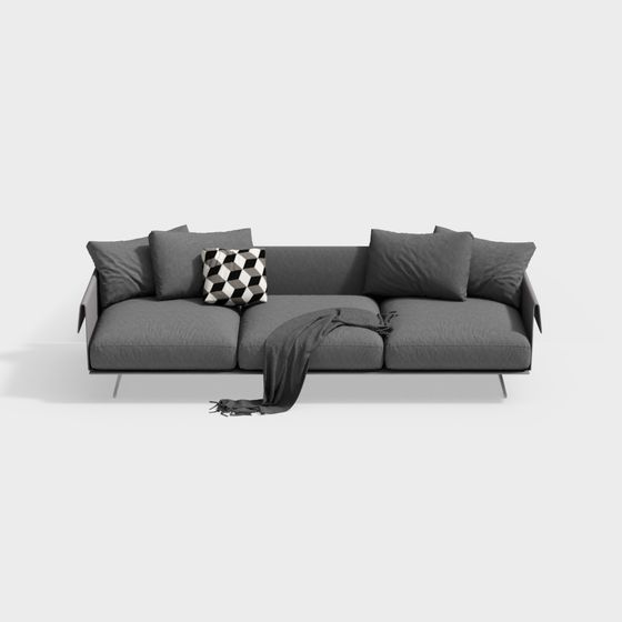 Low Poly Stylish Sofa 3D model for Modern Interiors