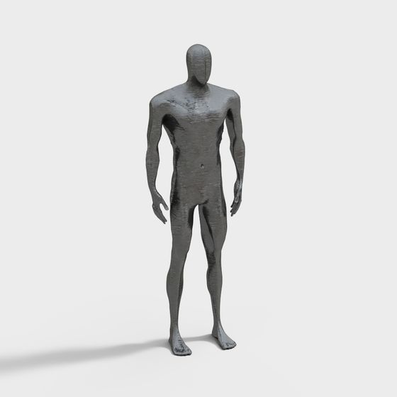 Low Poly High Detail Metal Human 3D model