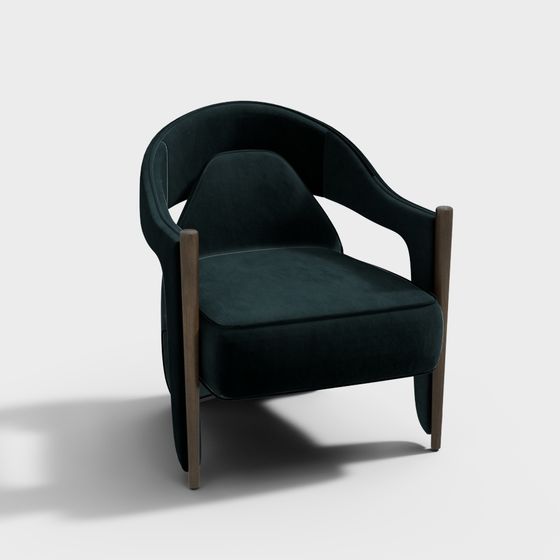 Deep Green Velvet Sofa 3D model