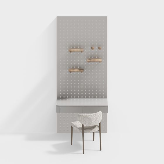 Современный белый настольный и стул с перфорированной доской