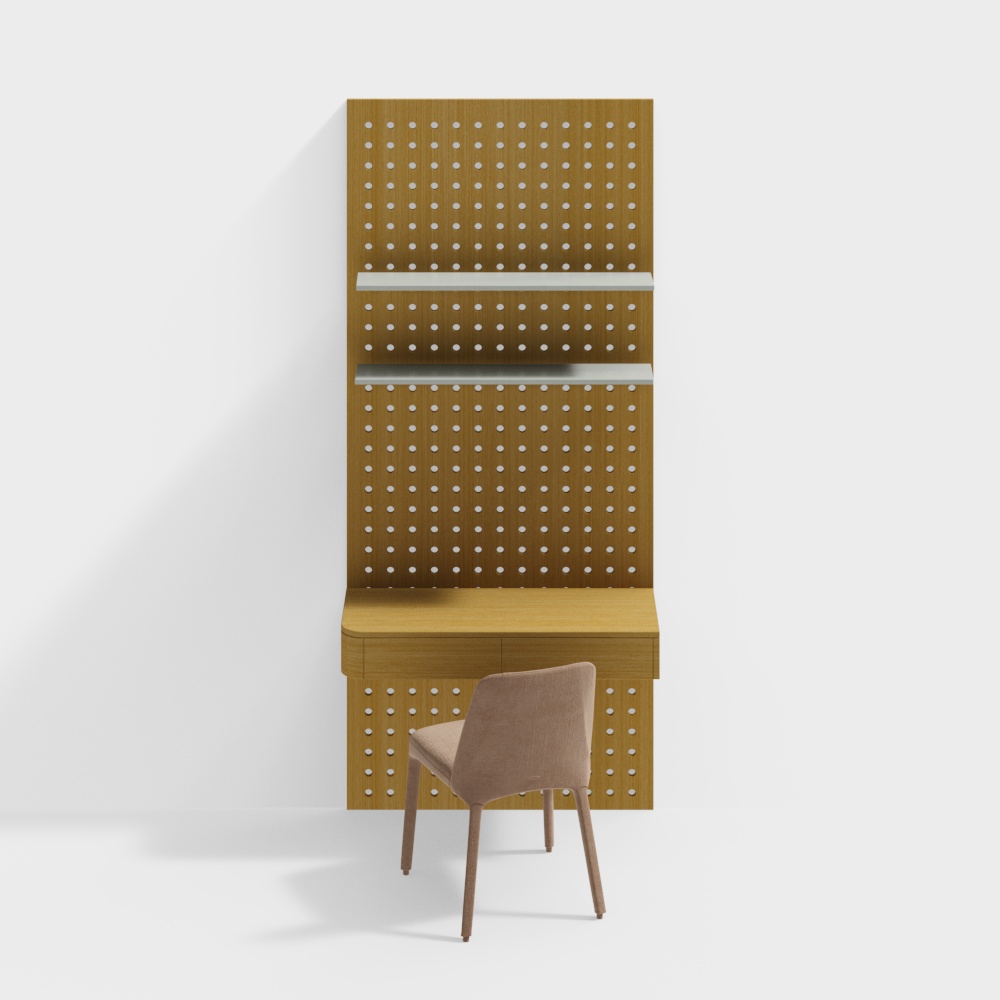 Современный деревянный письменный стол с перфорированной панелью