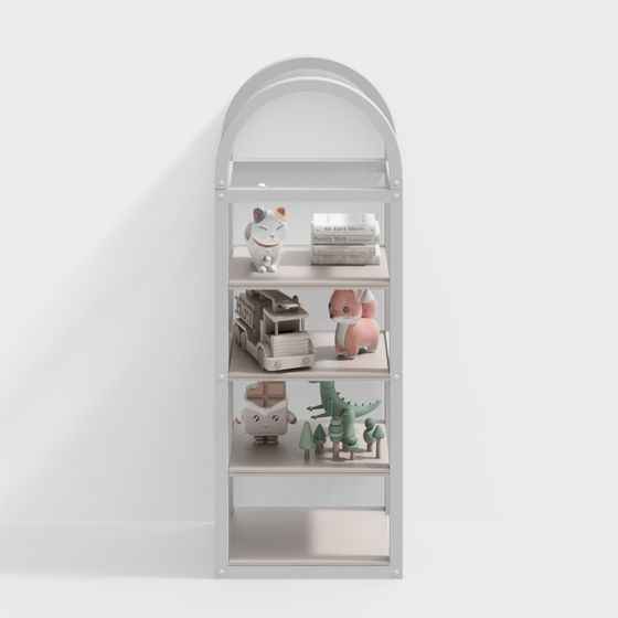 Elegant Low-Poly Bookshelf 3D model