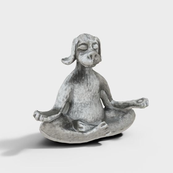 Meditation Dog 3D Model - Harmonious Design