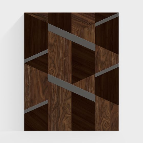 Wooden Geometric Shelf 3D model for Creative Spaces