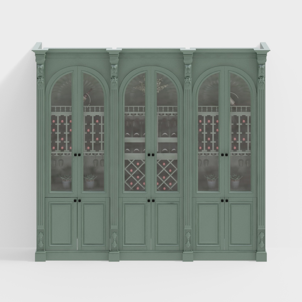 ヨーロピアン無垢材ワインキャビネット