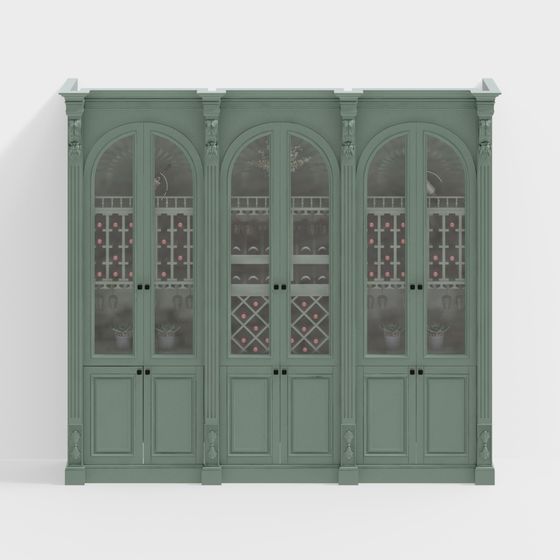 ヨーロピアン無垢材ワインキャビネット