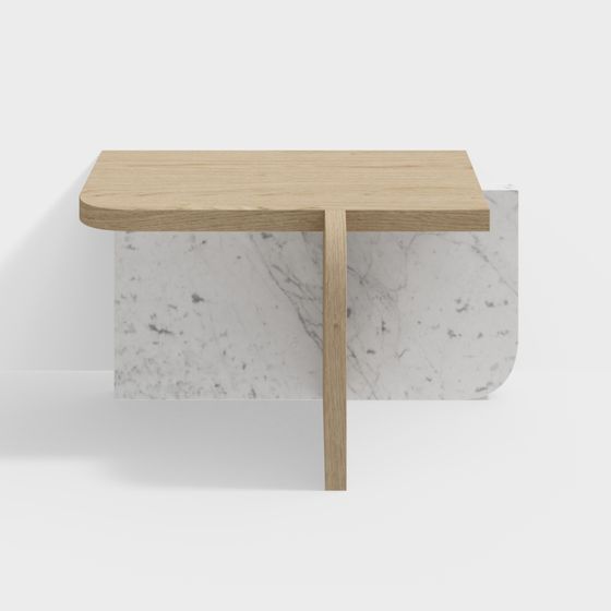 Marble and Wood Table 3D model