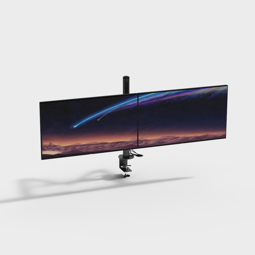 Stylish Dual-Screen Monitor 3D Model