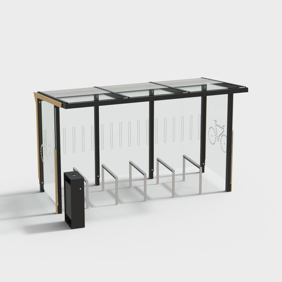 Modern Bicycle Parking Shelter 3D model for Urban Settings