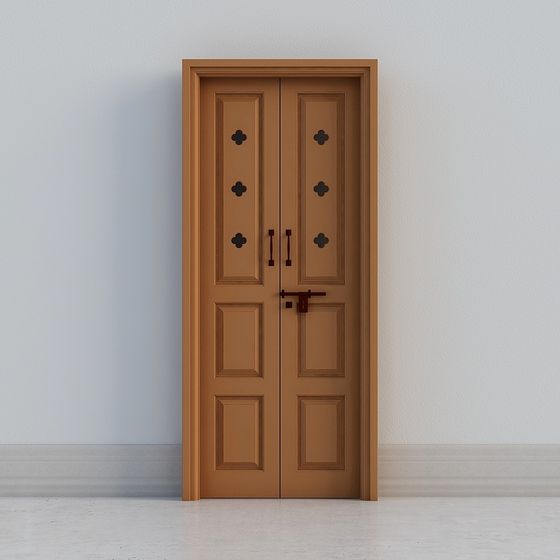 Intricate Low-Poly Wooden Door 3D model
