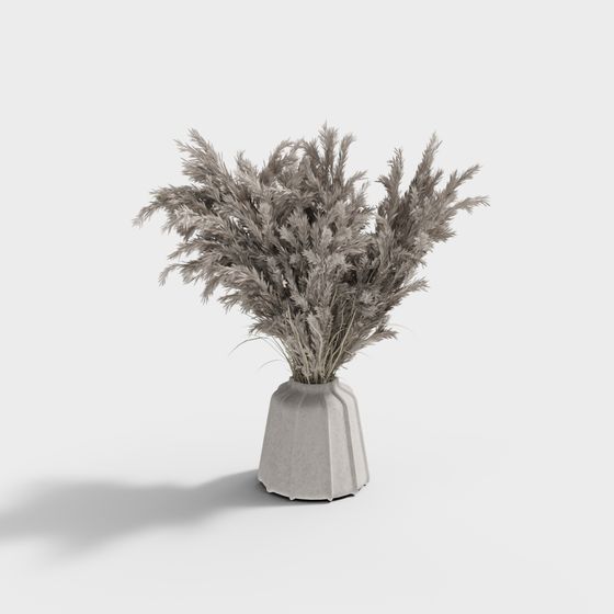 Low-Poly Concrete Vase with Hay Bundle 3D model