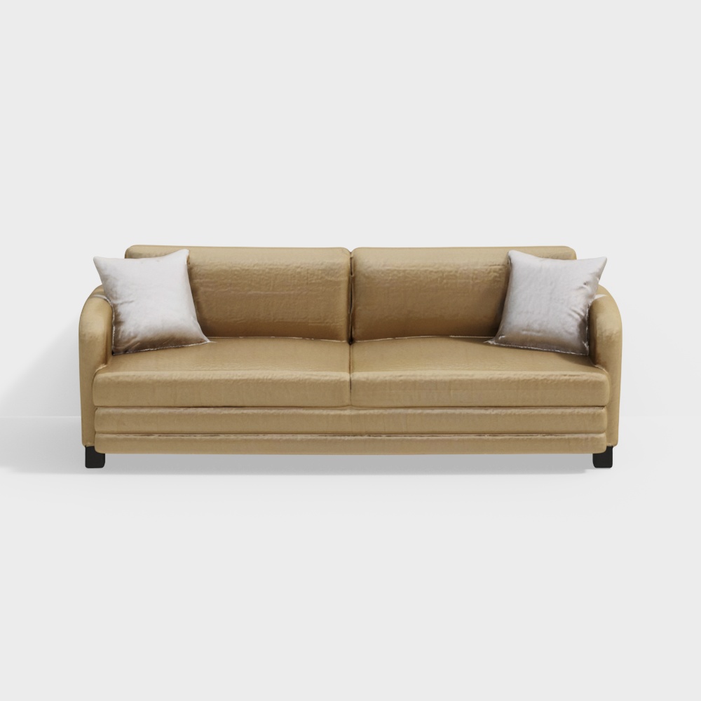 Cozy Comfort Low-Poly Sofa 3D Model – Beige Leather