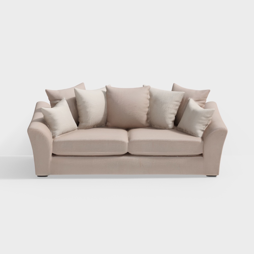 Cozy Comfort Low-Poly Sofa – Beige Velvet 3D Model