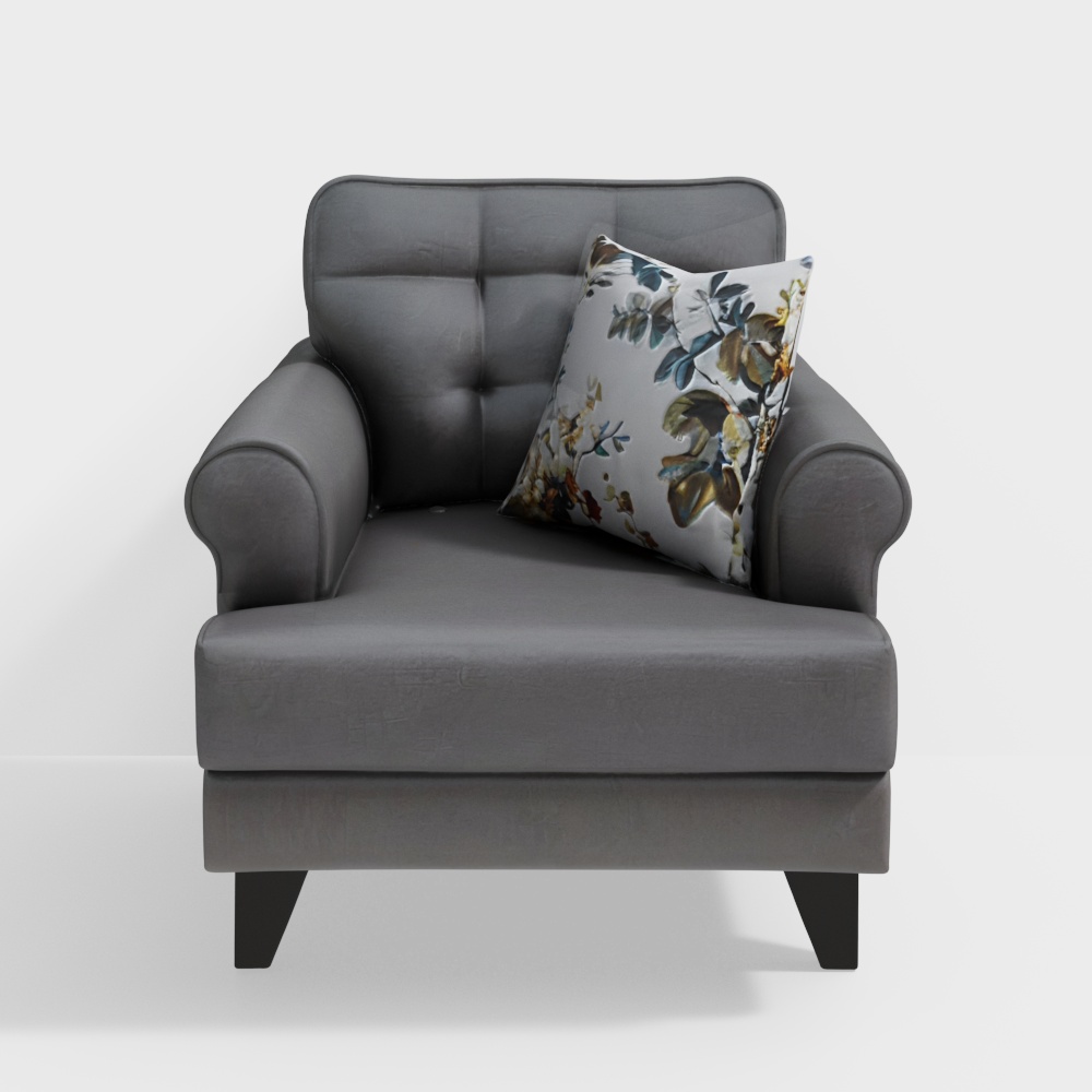Paddington Fabric Single Seater Sofa in Grey Color