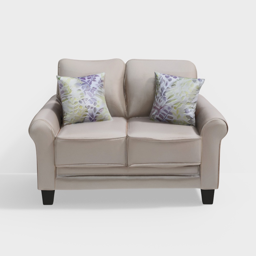 Claire Velvet Two Seater Sofa in Beige Colour