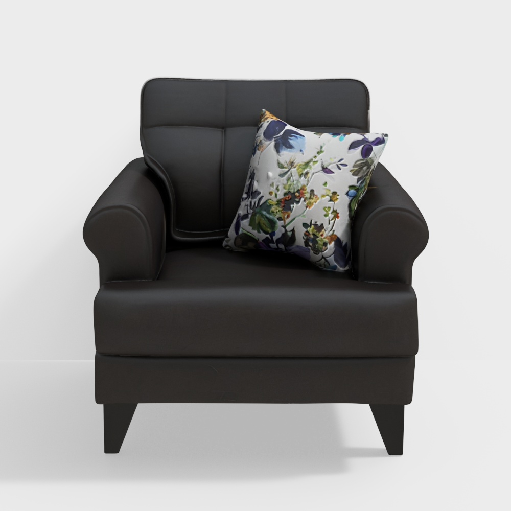 Paddington Fabric Single Seater Sofa in Brown Color