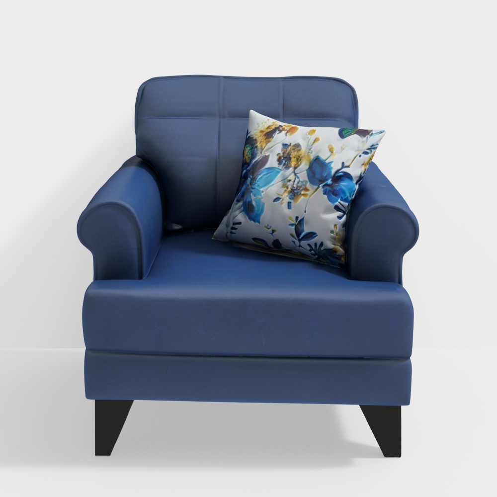 Paddington Fabric Single Seater Sofa in Blue Color