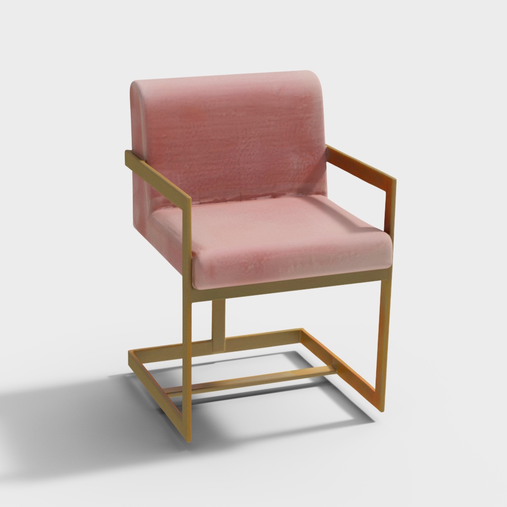 Seabrook Pink Velvet Fabric Dining Metal Chair