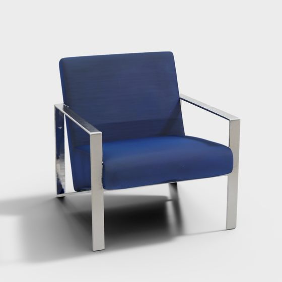 Seabrooke Stainless Steel Lounge Chair With Blue V