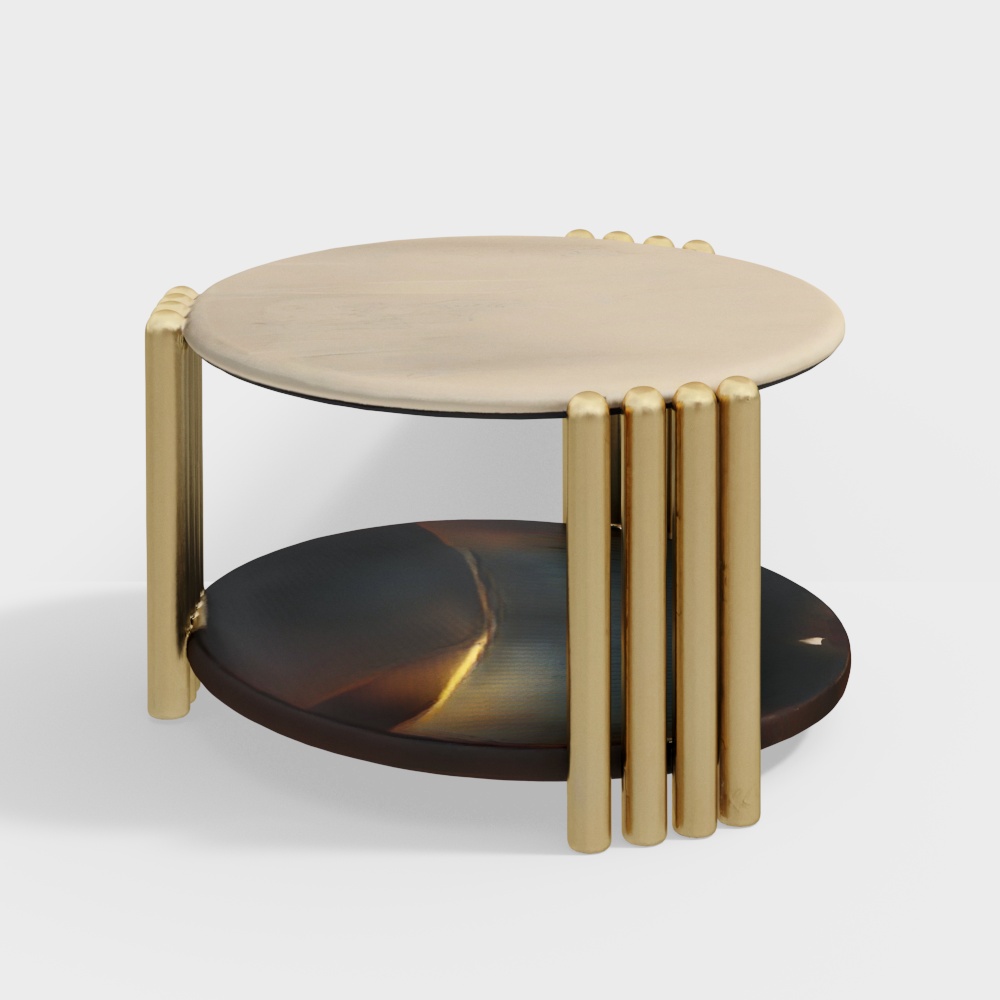 Regalia Marble Top Center Table in White & Gold Colour