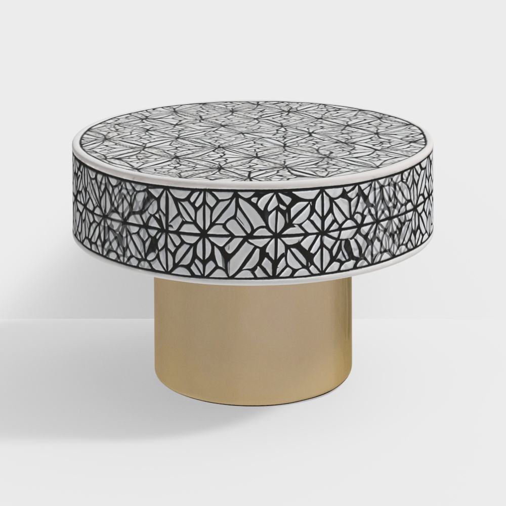 Geometric Charm Round Table 3D Model – Artistic Patterned Design