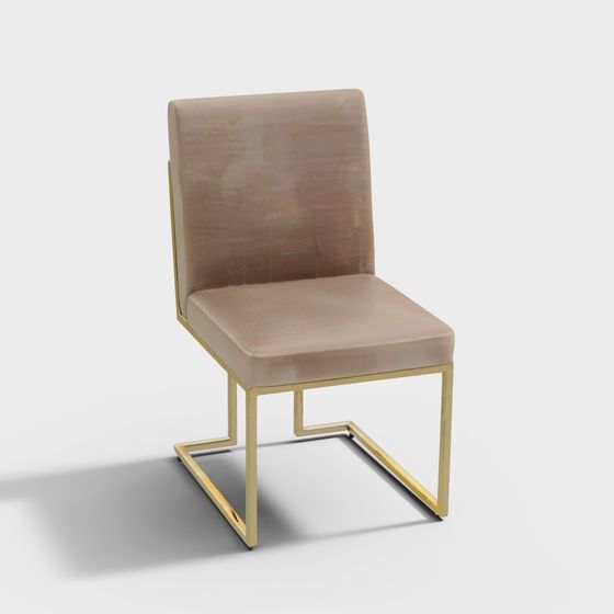 Stylish Gold and Beige Chair 3D model for Modern Interiors