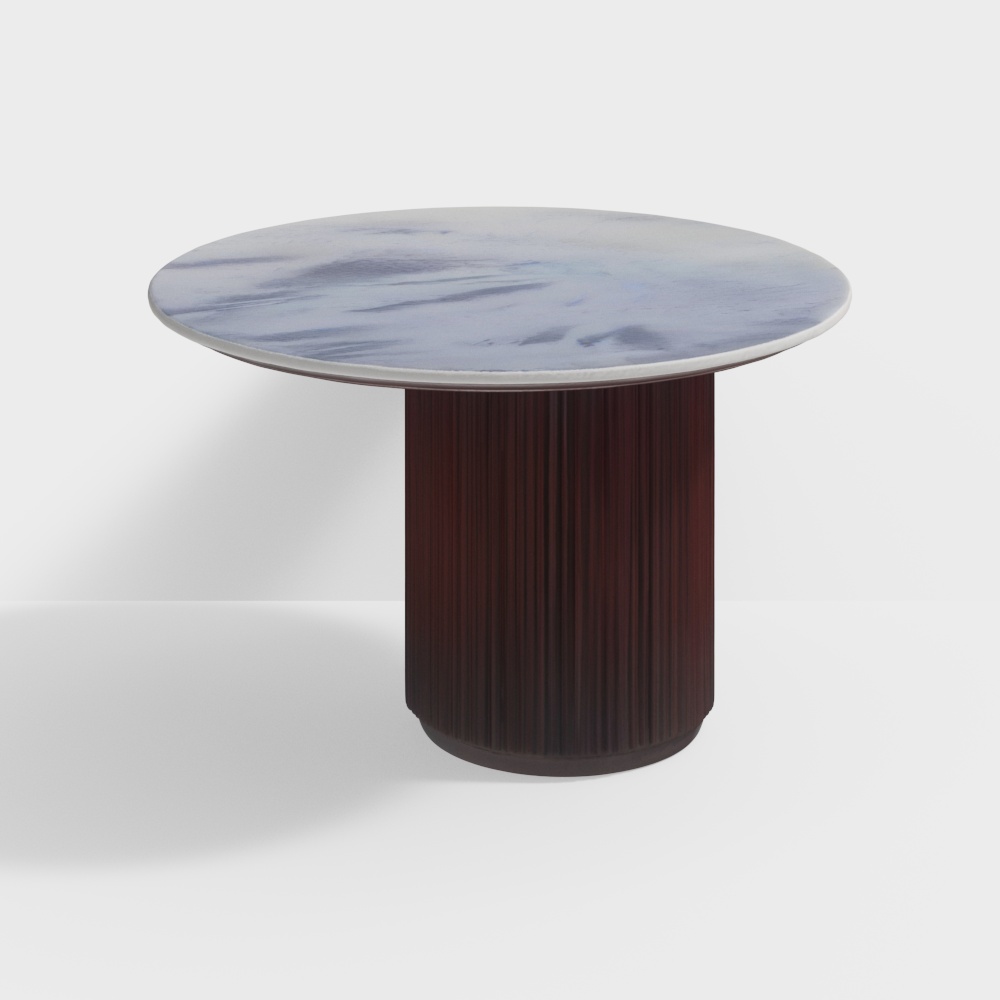 Low-Poly Round Table 3D Model – Marble Texture