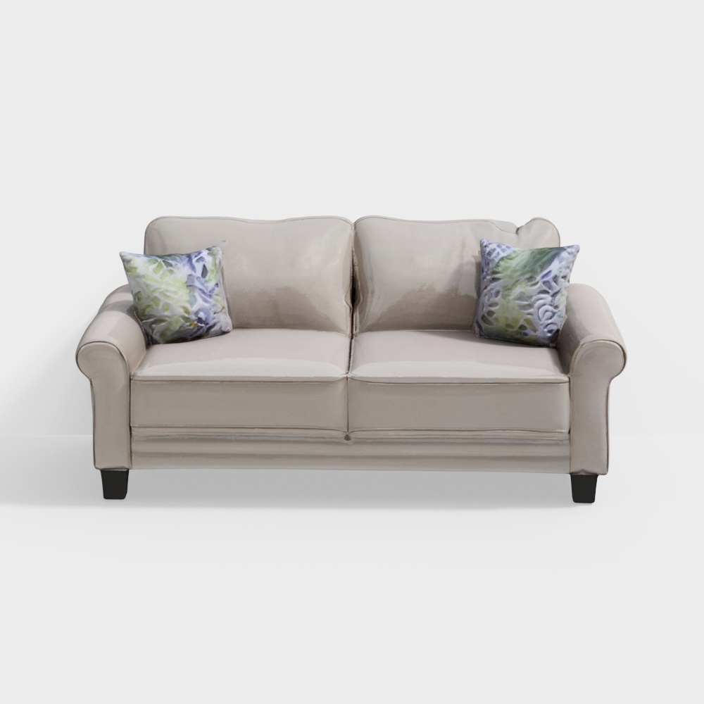 Claire Velvet Three Seater Sofa in Beige Color