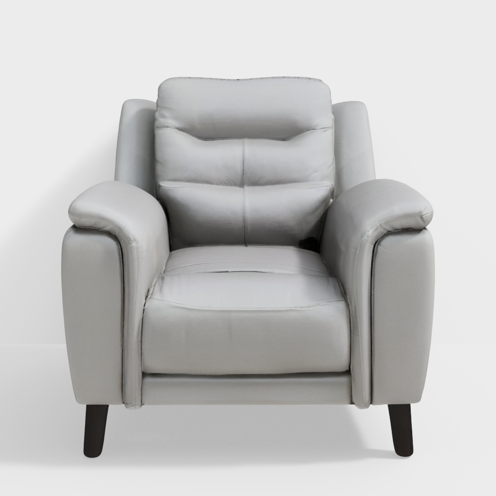 Alexa Half Leather Single Seater Sofa in Light Grey