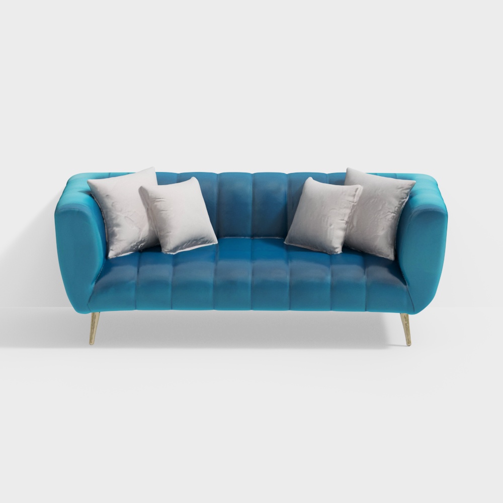 Catalina Velvet Three Seater Sofa in Teal Color