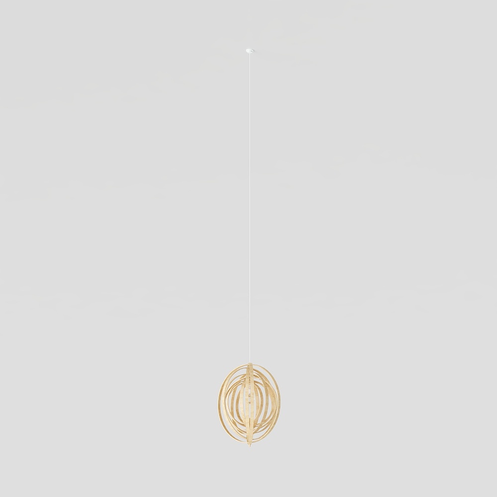 Spiral Light Pendant 3D Model – Wooden Light Fixture