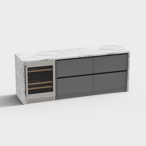 Elegant Marble Cabinet 3D model for Modern Interiors
