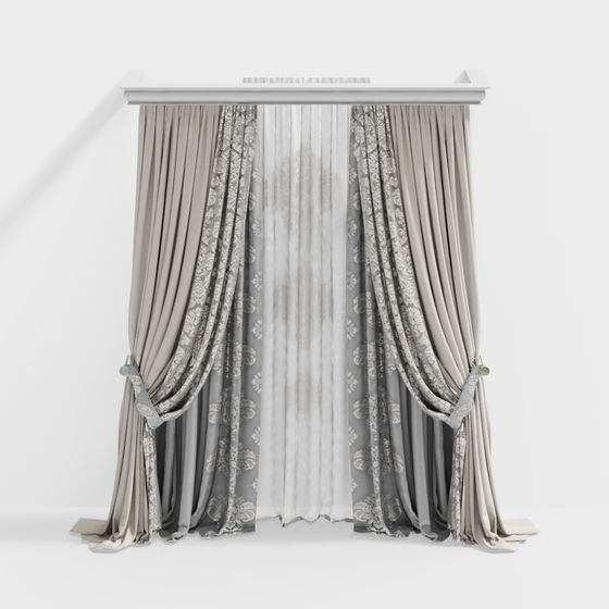 Elegant Low-Polygon Curtain 3D model