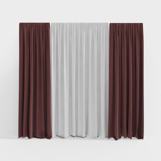 Elegant Low-Poly Curtain 3D model for Interior Design