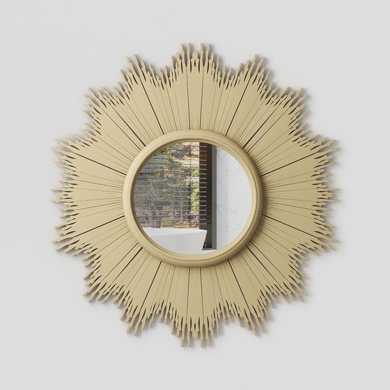 Elegant Low-Poly Round Mirror 3D model