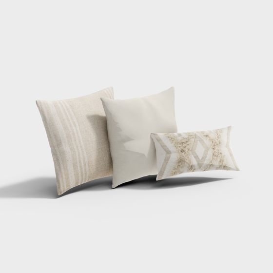 Elegant Beige Cushion Covers 3D model Collection