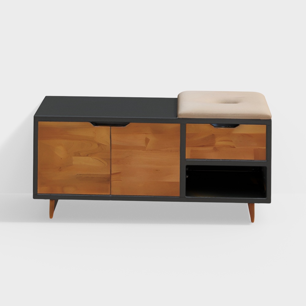 Fusil Engineered Wood Shoe Rack in Slate Grey Finish