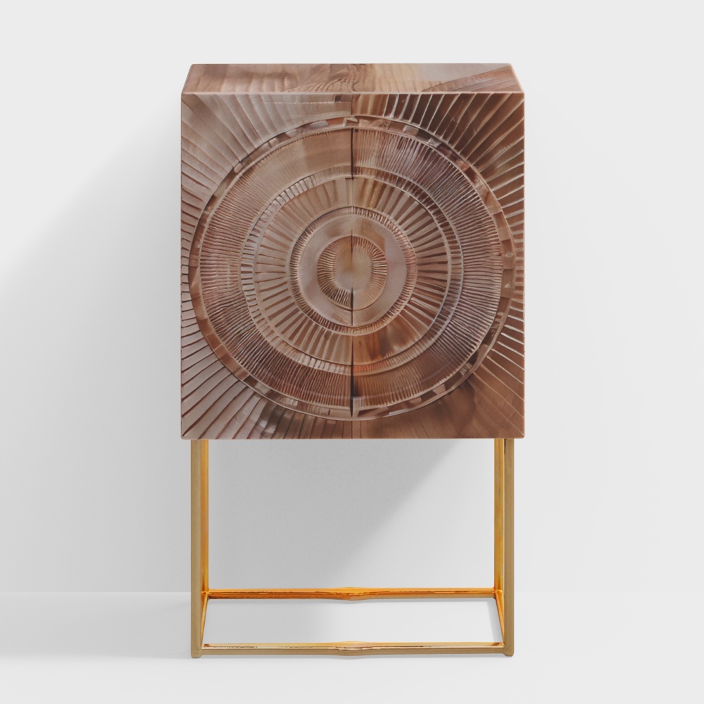 Samsara Mango Wood Bar Unit in Brown & Gold Colour
