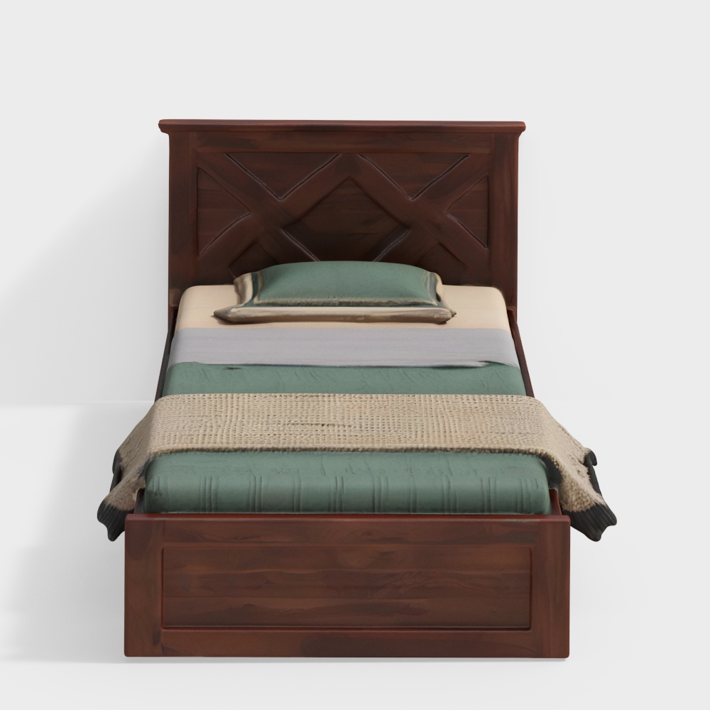 Antwerp Single Bed with Box Storage in Sheesham Colour