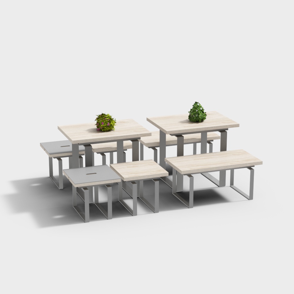 Urban Leisure Table and Chair Set – Modern Low-Poly Design