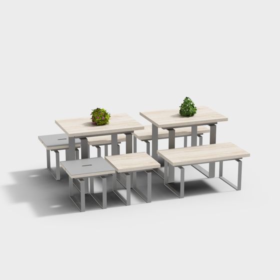 Urban Leisure Table and Chair Set 3D model