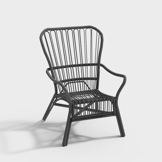 Urban Retreat Low-Poly Rattan Chair 3D model for Modern Spaces